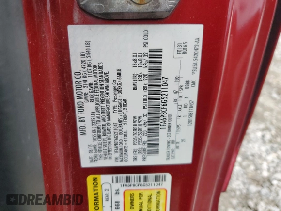 2016 Ford Mustang GT with VIN 1FA6P8CF6G5211047, listed as a Copart auction lot 43239055 with 65,146 mi miles and Salvage Title. Bid and sale history available at carsss.com. Image 12.