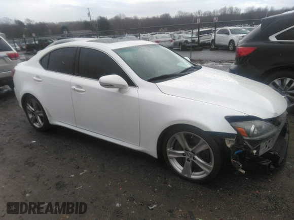 2013 Lexus IS with VIN JTHBE5C28D5031492, listed as a IAAI auction lot 41762318 with 162,321 mi miles. Bid and sale history available at carsss.com. Image 1.