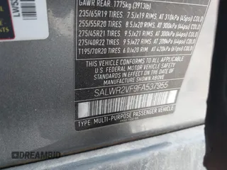 2015 Land Rover Range Rover Sport HSE with VIN SALWR2VF9FA537955, listed as a IAAI auction lot 42095693 with 109,165 mi miles. Bid and sale history available at carsss.com. Image 9.