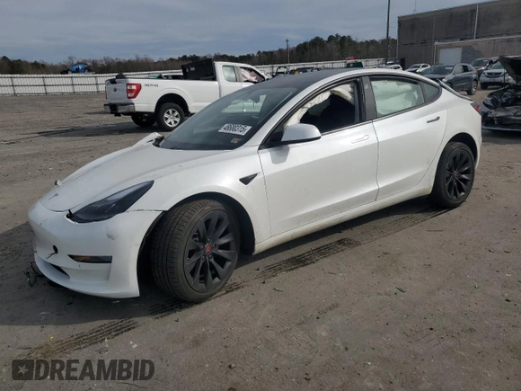 2021 Tesla Model 3 Standard Range Plus with VIN 5YJ3E1EA6MF048261, listed as a Copart auction lot 48680315 with Not Provided miles and Salvage Title. Bid and sale history available at DreamBid. Image 1.