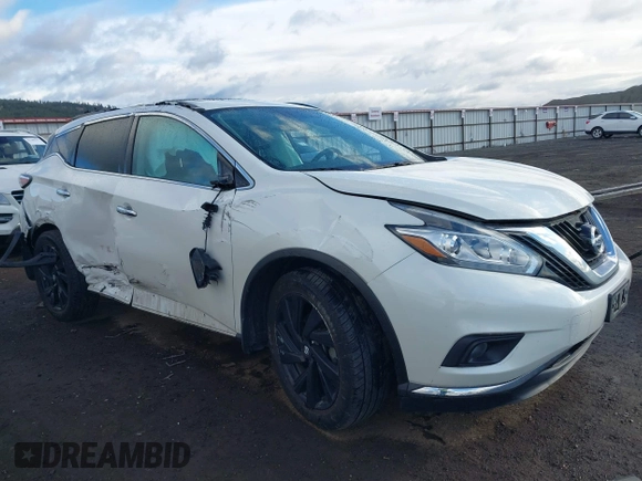 2017 Nissan Murano SL with VIN 5N1AZ2MH5HN204437, listed as a IAAI auction lot 41852350 with 82,545 mi miles and . Bid and sale history available at carsss.com. Image 1.