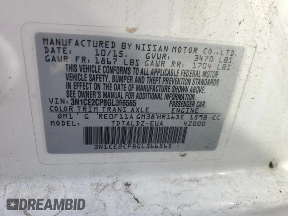 2016 Nissan Note SR z VIN 3N1CE2CP8GL366565, wystawiony jako Copart lot #53060055 z przebiegiem 163 935 mil mil oraz Czysty tytuł • Clean title. Historia ofert i sprzedaży dostępna na DreamBid. Obrazek 12.