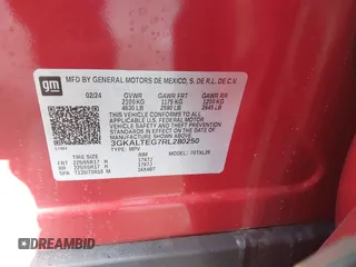 2024 GMC Terrain SLE with VIN 3GKALTEG7RL280250, listed as a IAAI auction lot 41840733 with 11,022 mi miles and . Bid and sale history available at carsss.com. Image 9.