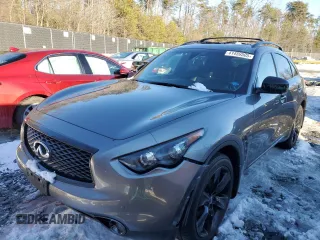 2015 Infiniti QX70 z VIN JN8CS1MW2FM481841, wystawiony jako Copart lot #41459505 z przebiegiem Nie podano mil oraz Szkoda całkowita • Salvage title. Historia ofert i sprzedaży dostępna na DreamBid. Obrazek 1.