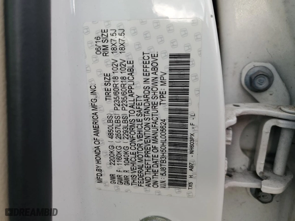 2017 Acura RDX w/Technology Pkg with VIN 5J8TB3H50HL005624, listed as a Copart auction lot 50976795 with 93,305 mi miles and Salvage Title. Bid and sale history available at carsss.com. Image 15.