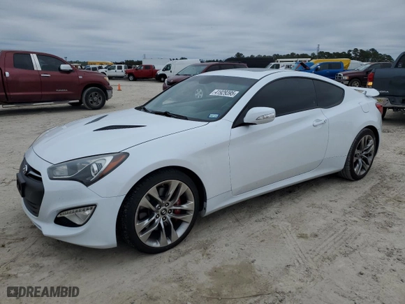 2016 Hyundai Genesis Coupe 3.8L Ultimate with VIN KMHHU6KJ3GU133852, listed as a Copart auction lot 41929395 with 76,825 mi miles and Salvage Title. Bid and sale history available at carsss.com. Image 1.