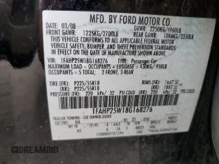 2008 Ford Taurus Limited with VIN 1FAHP25W18G168276, listed as a Copart auction lot 64043364 with 123,523 mi miles and Salvage Title. Bid and sale history available at carsss.com. Image 12.