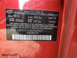 2021 Hyundai Sonata SEL with VIN 5NPEF4JA6MH092629, listed as a Copart auction lot 51381835 with 110,730 mi miles and Salvage Title. Bid and sale history available at carsss.com. Image 14.