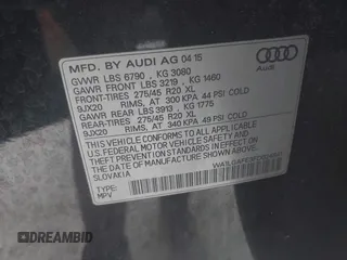 2015 Audi Q7 Premium Plus with VIN WA1LGAFE3FD024841, listed as a IAAI auction lot 42392778 with 110,970 mi miles and . Bid and sale history available at DreamBid. Image 9.