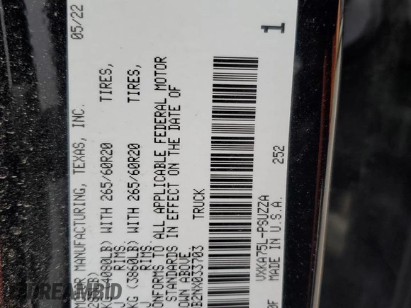 2022 Toyota Tundra 1794 Edition with VIN 5TFMA5DB2NX033703, listed as a Copart auction lot 41414545 with Not provided miles and Salvage title. Bid and sale history available at DreamBid. Image 14.