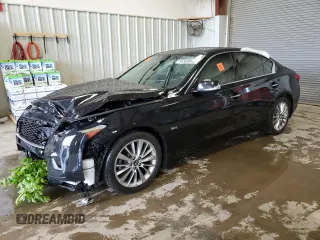 2018 Infiniti Q50 Luxe with VIN JN1EV7AR0JM443887, listed as a Copart auction lot 55509045 with 136,211 mi miles and Salvage title. Bid and sale history available at DreamBid. Image 1.