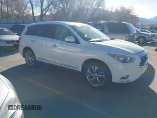 2013 Infiniti JX35 with VIN 5N1AL0MMXDC322380, listed as a IAAI auction lot 41862620 with 168,436 mi miles. Bid and sale history available at carsss.com. Image 1.