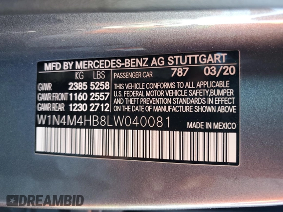 2020 Mercedes-Benz GLB 250 z VIN W1N4M4HB8LW040081, wystawiony jako Copart lot #54938735 z przebiegiem 21 634 mil mil oraz Szkoda całkowita • Salvage title. Historia ofert i sprzedaży dostępna na DreamBid. Obrazek 13.