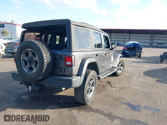 2022 Jeep Wrangler Unlimited Sport with VIN 1C4HJXDG1NW167066, listed as a IAAI auction lot 41572221 with 48,356 mi miles and . Bid and sale history available at DreamBid. Image 4.