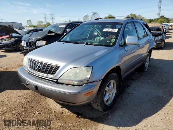 2002 Lexus RX 300 with VIN JTJHF10UX20277815, listed as a Copart auction lot 73397284 with 214,627 mi miles and Salvage Title. Bid and sale history available at carsss.com. Image 1.
