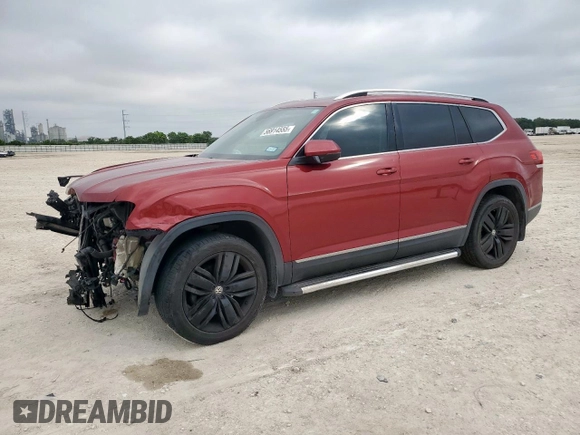2018 Volkswagen Atlas SEL Premium with VIN 1V2NR2CA3JC521451, listed as a Copart auction lot 56914555 with 123,815 mi miles and Salvage title. Bid and sale history available at DreamBid. Image 1.