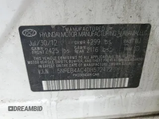 2013 Hyundai Sonata GLS with VIN 5NPEB4AC4DH572472, listed as a Copart auction lot 80131574 with 192,927 mi miles and Salvage Title. Bid and sale history available at carsss.com. Image 14.