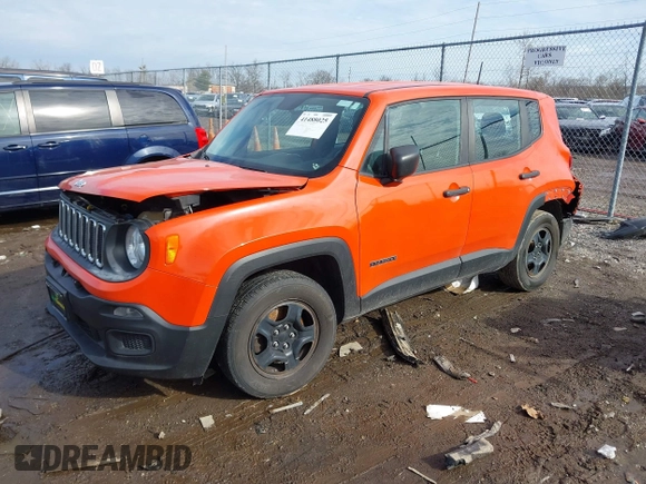 2017 Jeep Renegade Sport with VIN ZACCJBAB6HPG14546, listed as a IAAI auction lot 41488025 with 93,043 mi miles and . Bid and sale history available at carsss.com. Image 18.