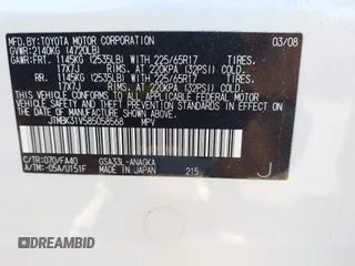 2008 Toyota RAV4 Ltd with VIN JTMBK31V585058568, listed as a IAAI auction lot 42049063 with 1 mi miles. Bid and sale history available at carsss.com. Image 9.