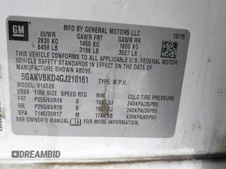 2016 Buick Enclave Leather with VIN 5GAKVBKD4GJ210161, listed as a IAAI auction lot 42176971 with 199,863 mi miles and . Bid and sale history available at DreamBid. Image 9.