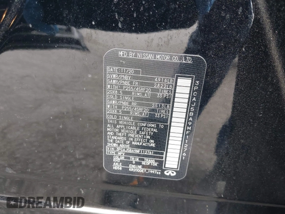 2021 Infiniti QX50 Luxe с VIN 3PCAJ5BA9MF112761, выставлен на аукционе IAAI как лот 42367390 с пробегом 34 171 миль миль и . История ставок и продаж доступна на DreamBid. Изображение 9.