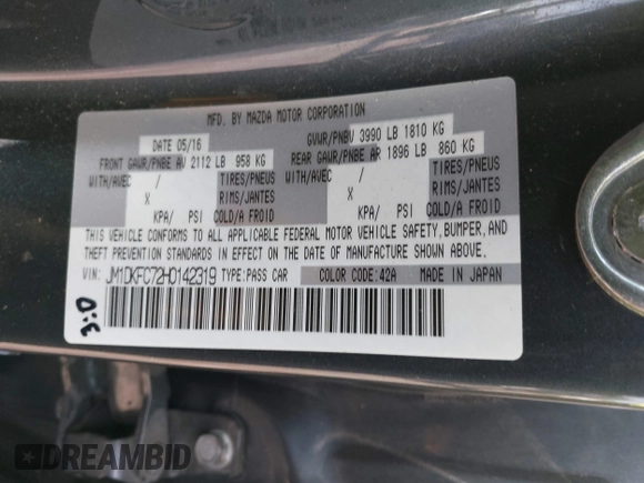 2017 Mazda CX-3 Touring z VIN JM1DKFC72H0142319, wystawiony jako IAAI lot #42223888 z przebiegiem 128 592 mil mil oraz . Historia ofert i sprzedaży dostępna na DreamBid. Obrazek 9.