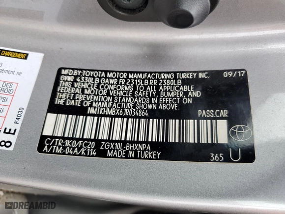 2018 Toyota C-HR XLE with VIN NMTKHMBX6JR034864, listed as a Copart auction lot 45216955 with 110,025 mi miles and Clean Title. Bid and sale history available at carsss.com. Image 13.