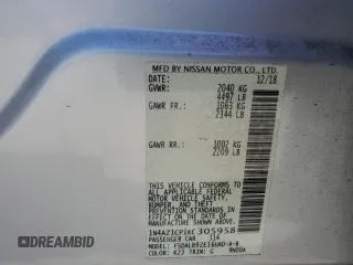 2019 Nissan LEAF SV z VIN 1N4AZ1CP1KC305958, wystawiony jako Copart lot #60573005 z przebiegiem 18 243 mil mil oraz Szkoda całkowita • Salvage title. Historia ofert i sprzedaży dostępna na DreamBid. Obrazek 13.