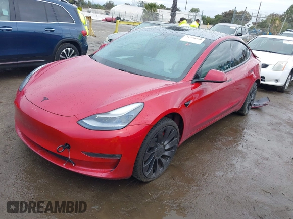 2021 Tesla Model 3 Performance with VIN 5YJ3E1EC5MF050598, listed as a IAAI auction lot 41778169 with 74,710 mi miles and . Bid and sale history available at carsss.com. Image 22.