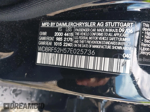 2007 Mercedes-Benz C 230 Sport с VIN WDBRF52H57E025736, выставлен на аукционе IAAI как лот 42541691 с пробегом 131 847 миль миль и . История ставок и продаж доступна на DreamBid. Изображение 9.