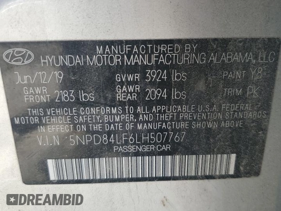 2020 Hyundai Elantra SEL z VIN 5NPD84LF6LH507767, wystawiony jako Copart lot #67920864 z przebiegiem 117 725 mil mil oraz Szkoda całkowita • Salvage title. Historia ofert i sprzedaży dostępna na DreamBid. Obrazek 14.