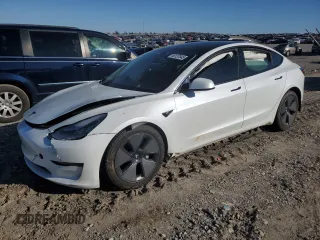 2021 Tesla Model 3 Standard Range Plus with VIN 5YJ3E1EA8MF852089, listed as a Copart auction lot 46157845 with 82,979 mi miles and Salvage Title. Bid and sale history available at DreamBid. Image 1.