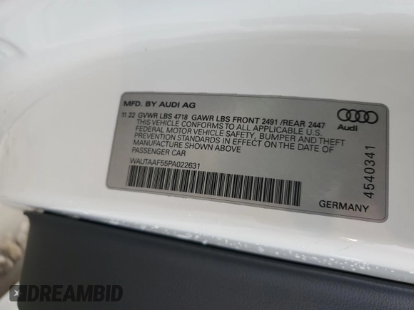 2023 Audi A5 S line Premium Plus z VIN WAUTAAF55PA022631, wystawiony jako Copart lot #44310295 z przebiegiem 15 391 mil mil oraz Szkoda całkowita • Salvage title. Historia ofert i sprzedaży dostępna na DreamBid. Obrazek 13.