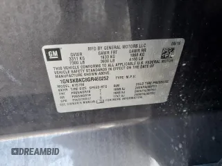 2016 Chevrolet Tahoe LT z VIN 1GNSKBKC8GR460252, wystawiony jako Copart lot #56275265 z przebiegiem 120 149 mil mil oraz Szkoda całkowita • Salvage title. Historia ofert i sprzedaży dostępna na DreamBid. Obrazek 13.