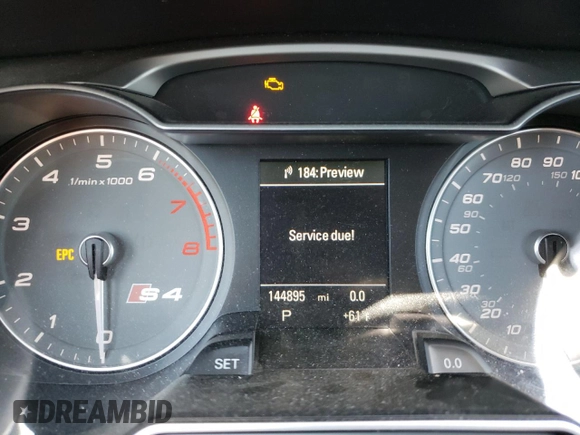 2013 Audi S4 Premium Plus with VIN WAUBGAFL4DA188837, listed as a Copart auction lot 55407274 with 144,895 mi miles and Salvage Title. Bid and sale history available at carsss.com. Image 9.