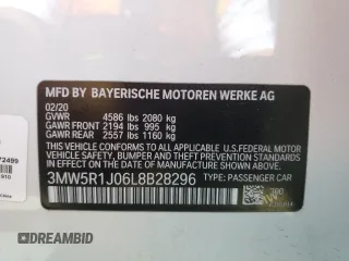 2020 BMW 3 Series 330i с VIN 3MW5R1J06L8B28296, выставлен на аукционе Copart как лот 55725155 с пробегом 64 100 миль миль и Списание • Salvage title. История ставок и продаж доступна на DreamBid. Изображение 12.