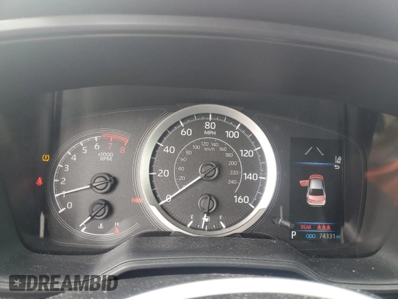 2021 Toyota Corolla LE with VIN JTDEPMAEXMJ173222, listed as a Copart auction lot 44304305 with 74,331 mi miles and Salvage Title. Bid and sale history available at DreamBid. Image 9.