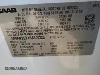 2011 Saab 9-4X Premium z VIN 3G0FNSEY4BS800220, wystawiony jako Copart lot #42582605 z przebiegiem 140 385 mil mil oraz Szkoda całkowita • Salvage title. Historia ofert i sprzedaży dostępna na DreamBid. Obrazek 14.