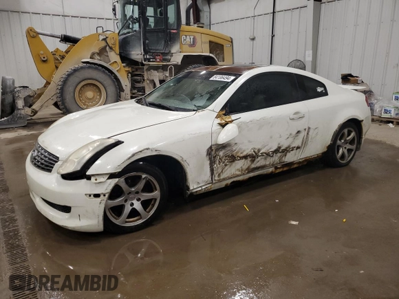2005 Infiniti G35 Coupe with VIN JNKCV54EX5M407615, listed as a Copart auction lot 84186494 with 0 mi miles and Non Repairable. Bid and sale history available at carsss.com. Image 1.
