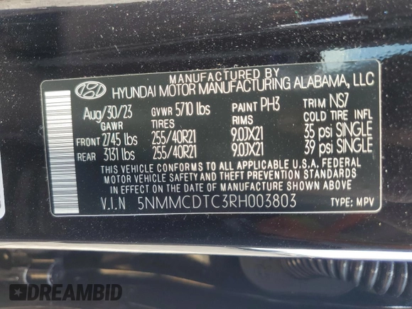 2024 Genesis GV70 Sport with VIN 5NMMCDTC3RH003803, listed as a Copart auction lot 59806985 with 7,614 mi miles and Salvage title. Bid and sale history available at DreamBid. Image 14.