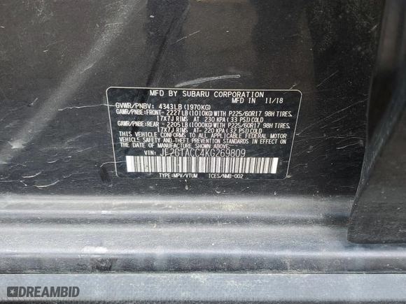 2019 Subaru Crosstrek Premium with VIN JF2GTACC4KG269809, listed as a Copart auction lot 77073894 with 142,994 mi miles and Non Repairable. Bid and sale history available at carsss.com. Image 12.