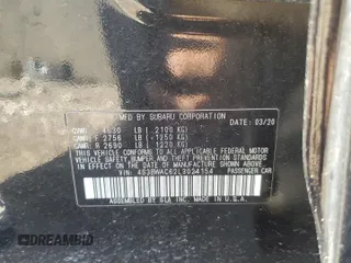 2020 Subaru Legacy Premium z VIN 4S3BWAC62L3024154, wystawiony jako Copart lot #55597725 z przebiegiem Nie podano mil oraz Szkoda całkowita • Salvage title. Historia ofert i sprzedaży dostępna na DreamBid. Obrazek 12.