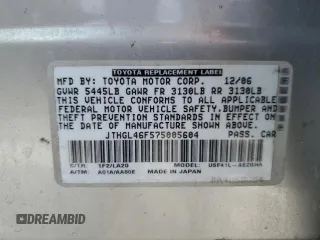 2007 Lexus LS 460 L with VIN JTHGL46F575005604, listed as a Copart auction lot 51103115 with 244,199 mi miles and Salvage Title. Bid and sale history available at DreamBid. Image 12.