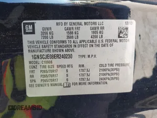 2014 Chevrolet Suburban LT with VIN 1GNSCJE08ER240230, listed as a IAAI auction lot 41702593 with 140,190 mi miles. Bid and sale history available at carsss.com. Image 9.