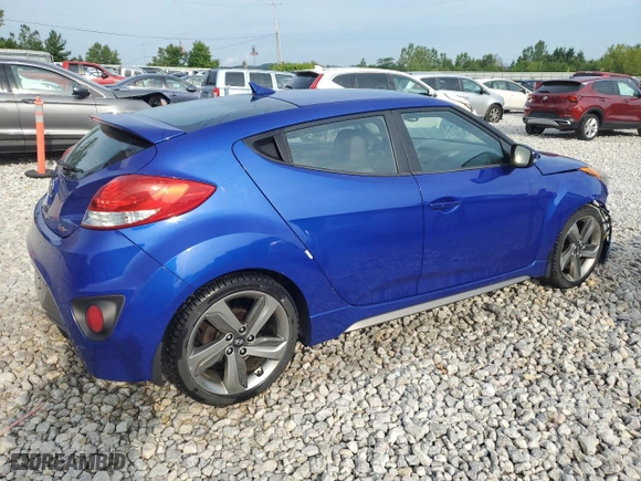 2014 Hyundai Veloster Turbo with VIN KMHTC6AE8EU183497, listed as a Copart auction lot 62950724 with 123,751 mi miles and Clean Title. Bid and sale history available at carsss.com. Image 3.