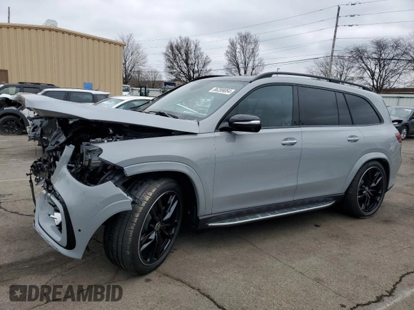 2025 Mercedes-Benz GLS with VIN 4JGFF5KE2SB349677, listed as a Copart auction lot 86289054 with 148 mi miles and Salvage Title. Bid and sale history available at carsss.com. Image 1.