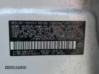 2017 Lexus IS 200t с VIN JTHBA1D29H5041103, выставлен на аукционе Copart как лот 61836885 с пробегом 38 327 миль миль и Списание • Salvage title. История ставок и продаж доступна на DreamBid. Изображение 13.