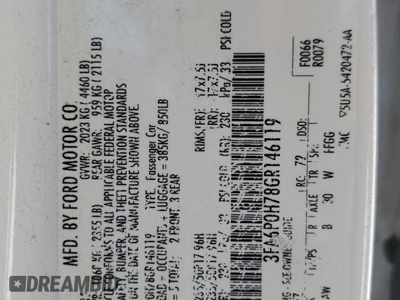 2016 Ford Fusion SE with VIN 3FA6P0H78GR146119, listed as a Copart auction lot 56454104 with 176,059 mi miles and Salvage Title. Bid and sale history available at carsss.com. Image 12.