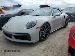 2021 Porsche 911 Turbo S with VIN WP0CD2A94MS263709, listed as a Copart auction lot 73958004 with 0 mi miles and Salvage Title. Bid and sale history available at carsss.com. Image 1.