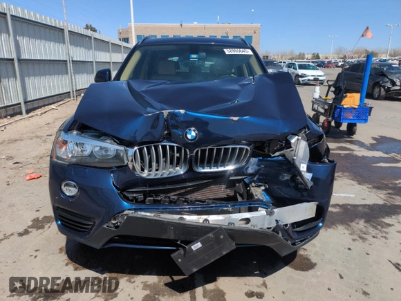 2017 BMW X3 sDrive28i with VIN 5UXWZ7C30H0V93495, listed as a Copart auction lot 52865645 with 64,102 mi miles and Salvage Title. Bid and sale history available at carsss.com. Image 5.
